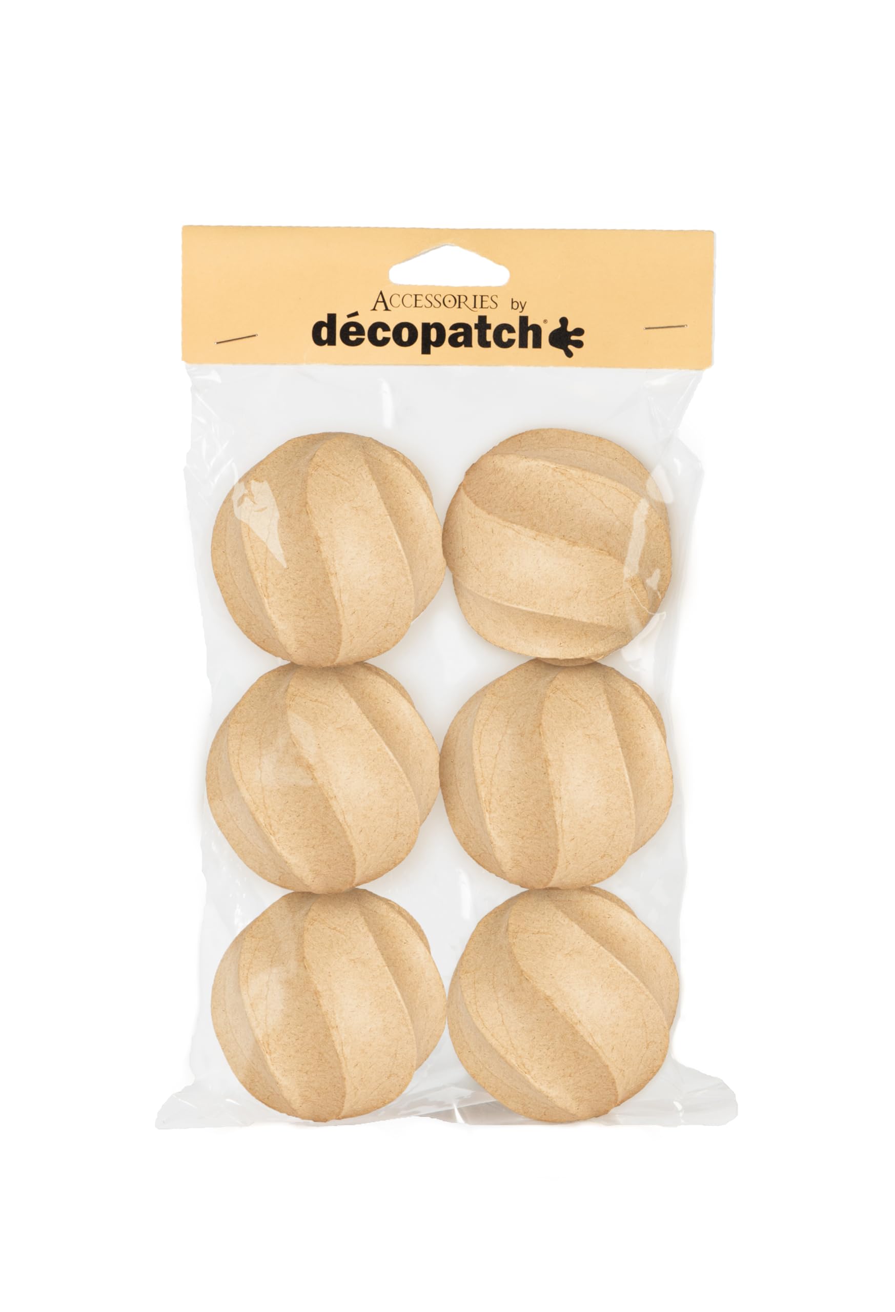 Décopatch NO064C - Set of 6 brown papier-mâché holders, twisted balls for hanging - diameter 6.5cm - DIY Customisable Décor - Completely Personalise - Creative