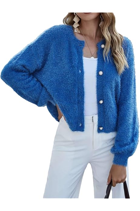 Feather Yarn Short Sweater Jacket 