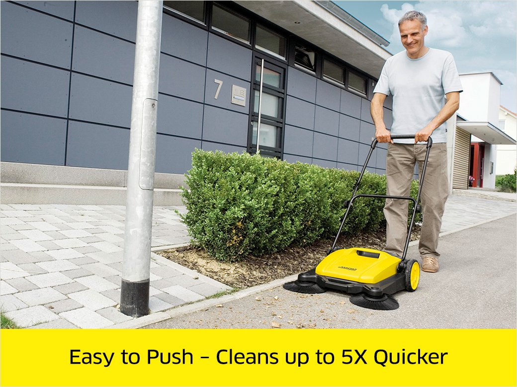 Karcher S650 Outdoor Push Sweeper, Patio Driveway Cleaner, Yellow/Black