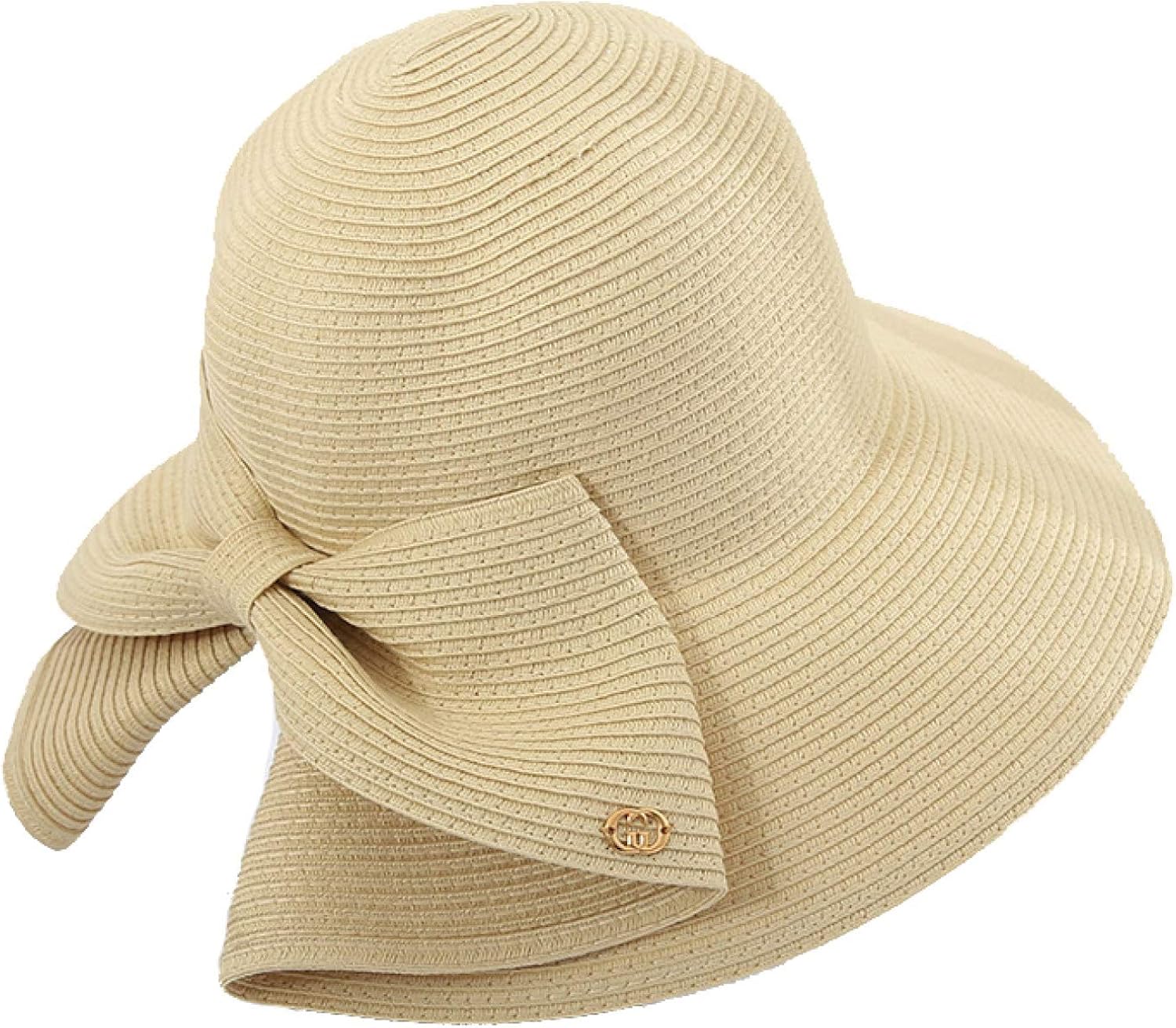2021 Straw BucketHat for Women Breathable Long Brim Bowknot Panama Hat