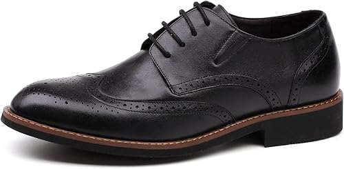 Amazon Wewin ビジネスシューズ メンズ 本革 スーツ用 通勤 紳士靴 外羽根 ウイングチップ ブローグ 革靴 ウォーキング ブラック ビジネスシューズ