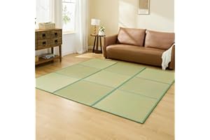 KITBRHOME Japanese Natural Igusa Grass Tatami Mat, Splicing 94.5"x 94.5" Square Tatami Rush Grass Rug, Traditional Floor Tata