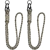 YELARXI Paracord Lanyard, 550 Keychain Lanyard Heavy Duty Necklace Keychain Braided Wrist Strap for Men Women Outdoor Activity Survival Key Whistle Rope ID Badge (2 Pack, Camouflage Green)