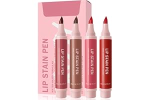 LYSDEFEU Lip Stain Liner Pen Set-4 Pcs Hydrating Lip Stain Lip Liner Pencil Kit,Longlasting Waterproof Smudgeproof Matte Color Look,Precise Chisel Tip Smooth,Women's Day Makeup Gift Kit for Women Girl