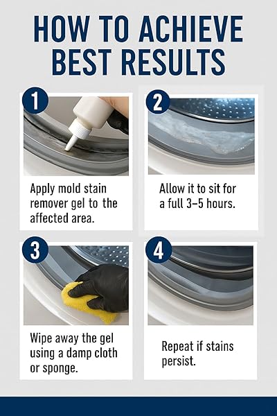 ACTIVE MOLD STAIN REMOVER GEL CLEANER HEAVY DUTY STAIN CLEANER FOR FRONT LOADER WASHING MACHINE SEAL, BATHROOM GROUT, SHOWER, CAULK – FRONT LOAD WASHER CLEANING SOLUTION – 7 FL OZ