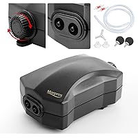 Marpros Aquarium Air Pump Single Outlet/Dual Outlet Adjustable Aerator with Accessories for 5-200 Gallon Fish Tank