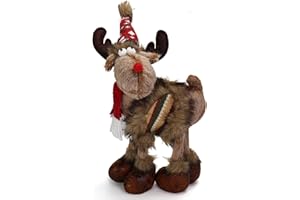 Flantor Christmas Decoration, Holiday Decor Standing Christmas Deer, Moose Christmas Decorations for Home, 18" Tall Christmas Deer Decor for Indoor Christmas Decor