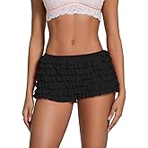 Aopwsrlyi Women Ruffle Shorts Low Rise Frilly Puffy Sexy Boy Short Panties with Ruffles and Bow