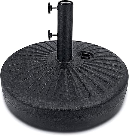 Amazon Com Fruiteam Umbrella Base Heavy Duty Stand Pole Holder Water Filled 50lb Outdoor Patio Umbrella Base 1 5 Inch Thickened Steel Pole Round Base For 6 9ft Straight Pole Garden Umbrellas Garden Outdoor