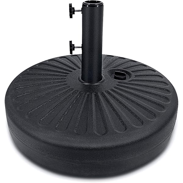 Amazon Com Fruiteam Umbrella Base Heavy Duty Stand Pole Holder Water Filled 50lb Outdoor Patio Umbrella Base 1 5 Inch Thickened Steel Pole Round Base For 6 9ft Straight Pole Garden Umbrellas Garden Outdoor