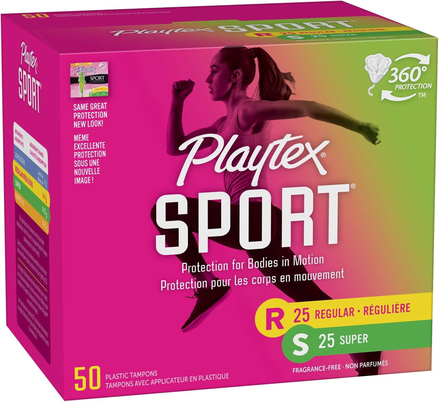 Playtex Sport Tampons with Flex-Fit Technology, Regular & Super Multi Pack, Unscented - 50Count: Health & Personal Care