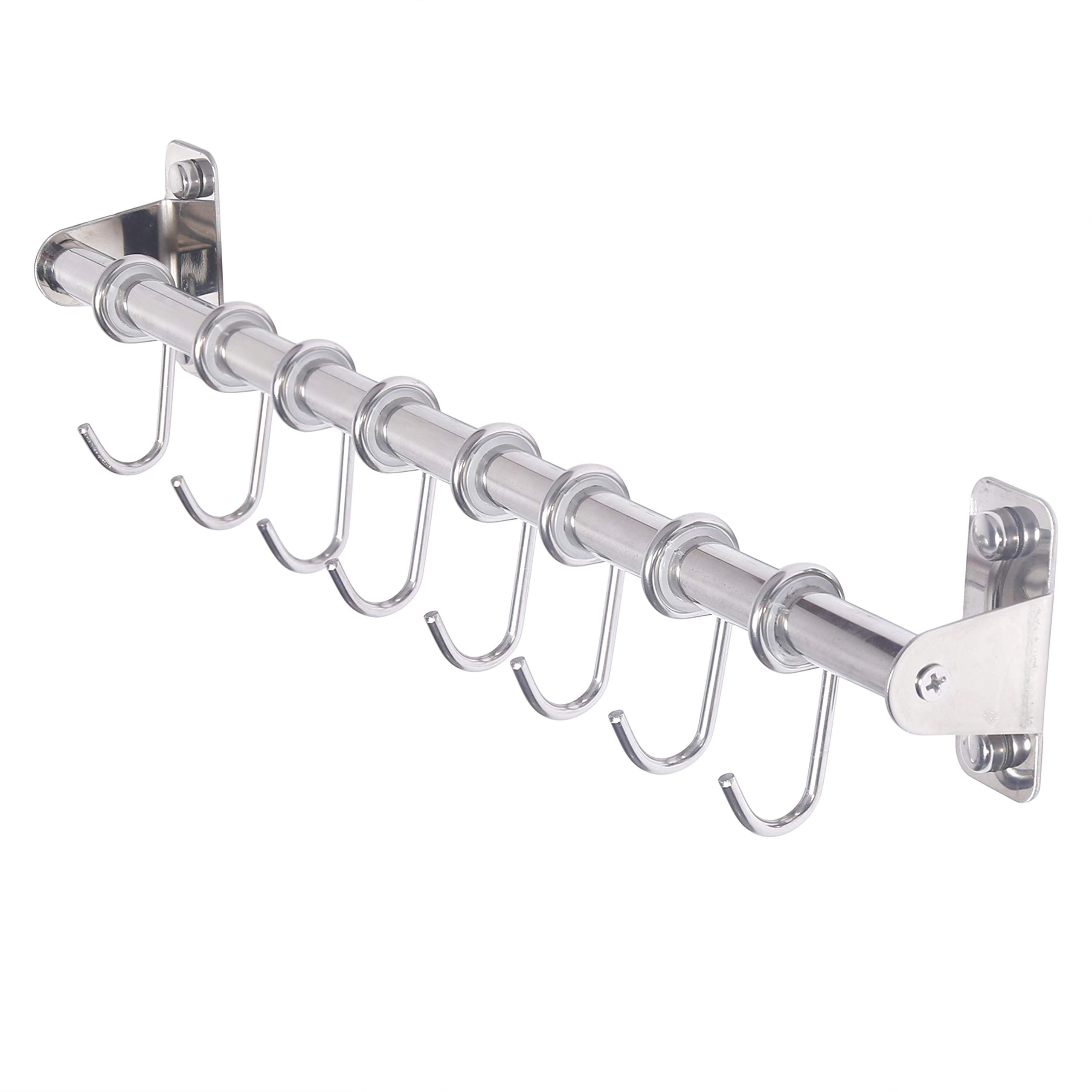 Dseap Pot Rack - Pots and Pans Hanging Rack Rail with 8 Hooks, Pot Hangers for Kitchen, Wall Mounted, Chromed — image 1