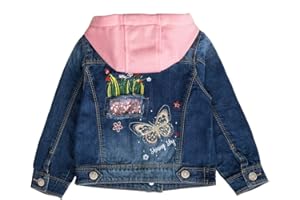Peacolate 2-11Y Little&Big Girls Sequin Outerwear Embroidery Denim Jacket