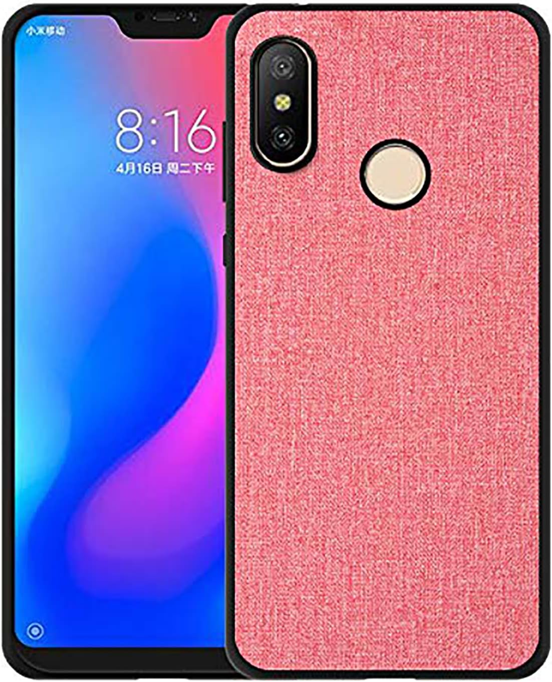 Xiaomi Redmi 6 Pro Case/Xiaomi Mi A2 Lite Case CJ Sunshine Xiaomi Redmi 6 Pro Mobile Phone Shell with Fabric Back Cover All-Inclusive Shatter-Resistant Hard Shell Silicone Soft Edge Case(Pink)