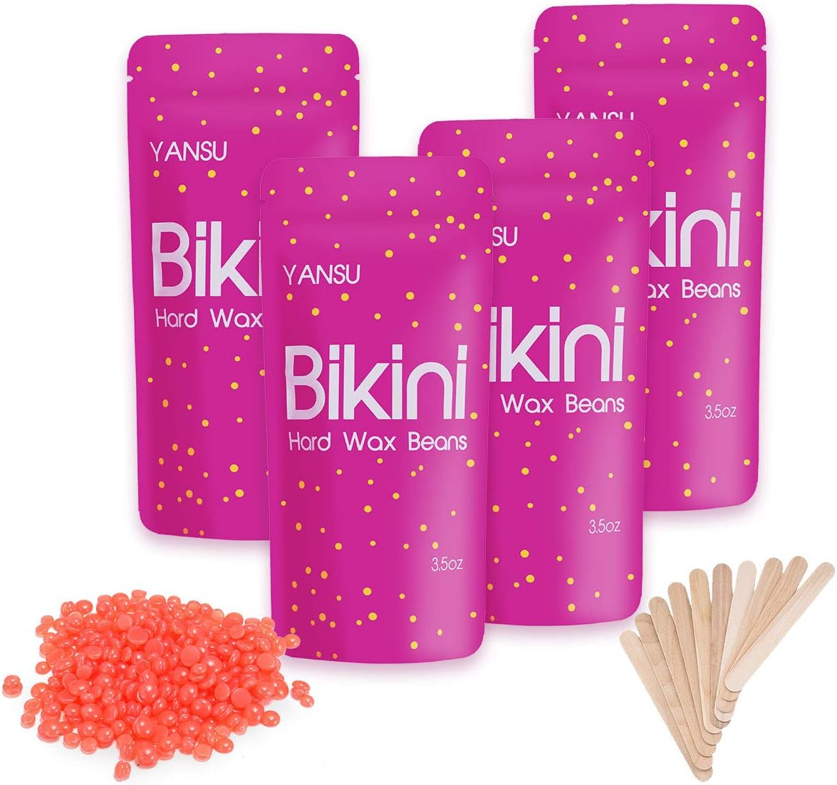 【Strawberry Essential For Bikini】Yansu Hair Removal Wax Beans Waxing Painless Hard Wax Beans Depilatory Wax For…