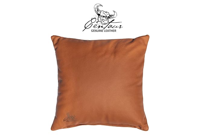 Centaur Lederkissen 40x40 cm handgefertigt in Deutschland Sofakissen formstabil aus echtem Leder braun Cognac