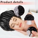 Yafe Adjustable Bonnet 36cm 2-Pack Satin Sleep Cap Black Pink Hair Care view 5