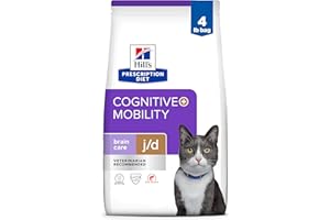 Hill's Prescription Diet Brain Care + j/d Joint Care Feline Dry Cat Food with Salmon, 4 lb Bag