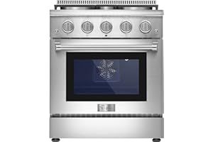 Empava Freestanding Slide-in Single Oven Gas Range 4.2 cu. ft. Pro-Style with 4 Sealed Ultra High-Low Burners-Heavy Duty Continuous Grates in Stainless Steel,30 Inch