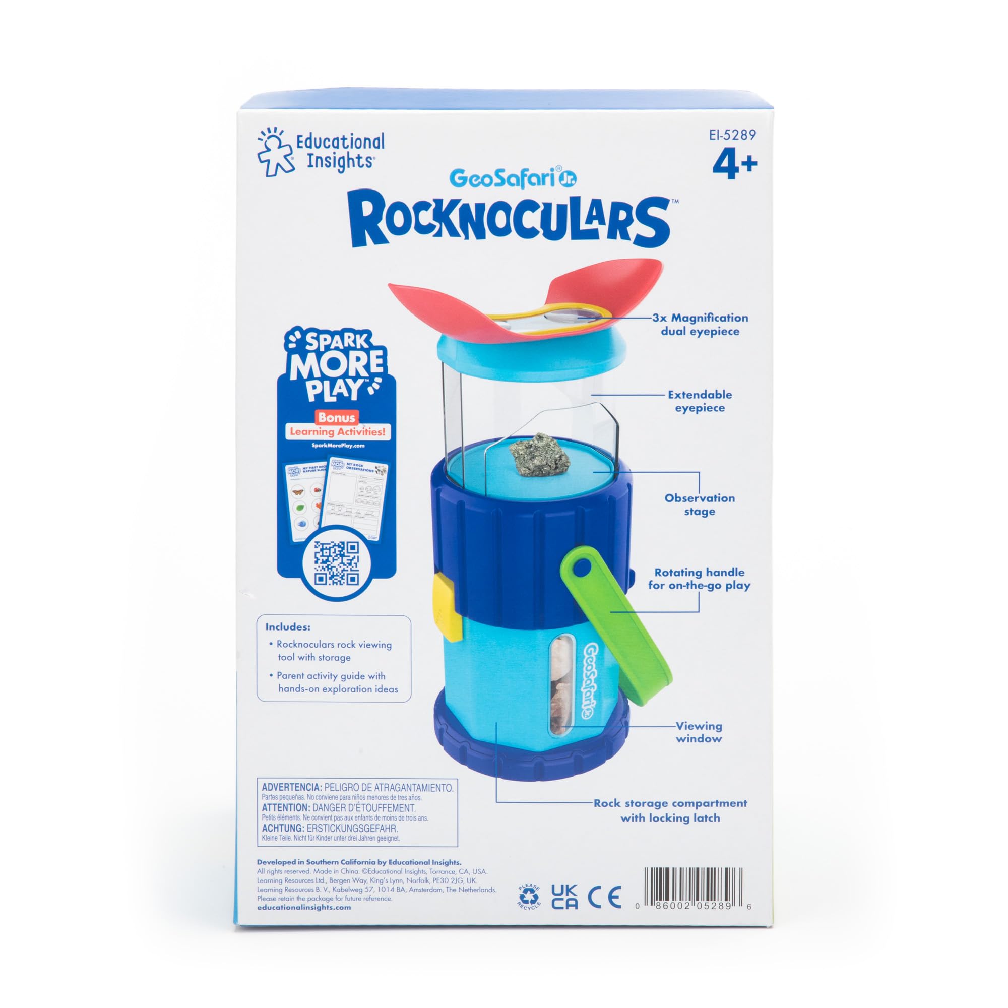 Educational Insights GeoSafari® Jr. Rocknoculars™ - Rock Microscope for Kids Ages 4+, Educational Science Kits for Toddlers, Easter Basket Stuffers for Kids, Gift for Kids