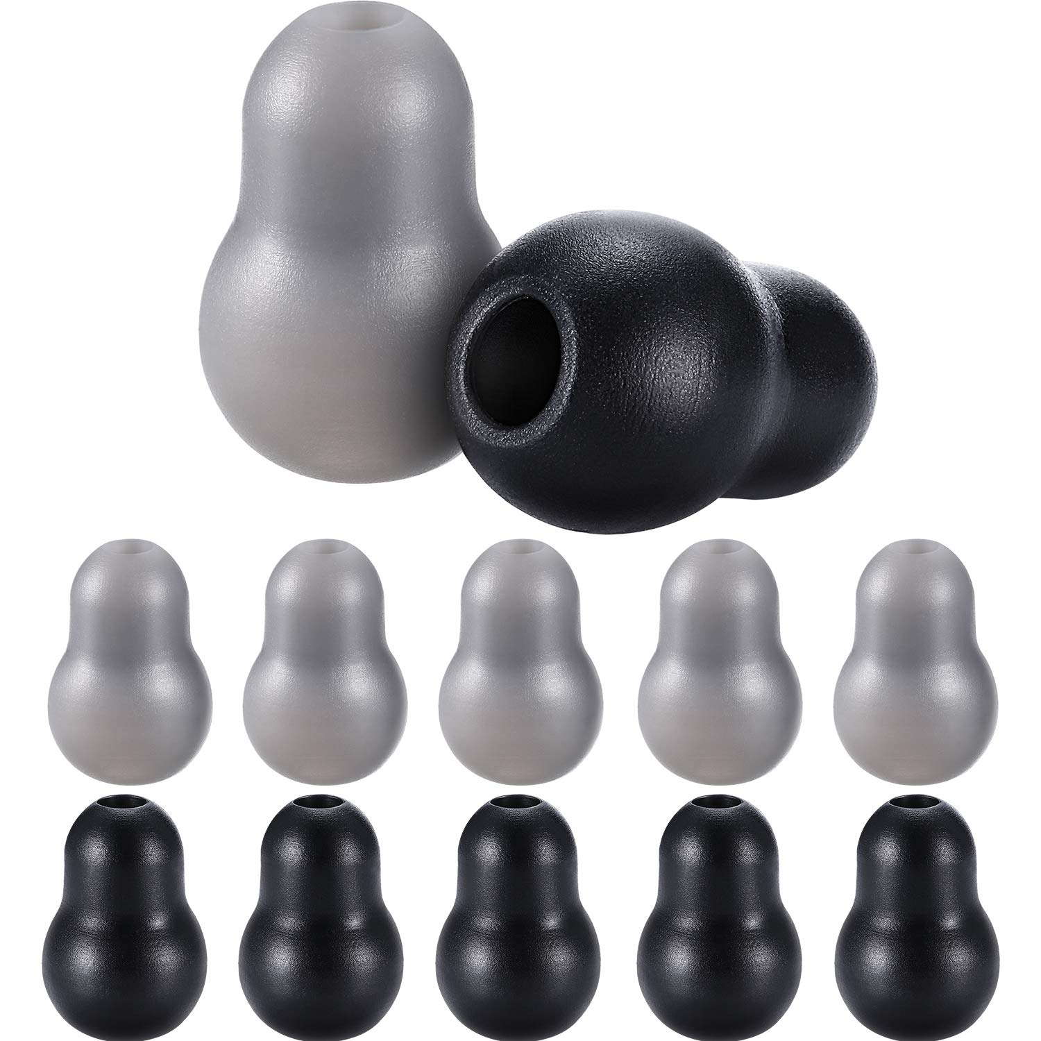 12 Packs Silicone Replacement Ear Tips,Suit for 4 MM Diameter, Earbuds, Snap Tight Soft-Sealing Ear-Tips (Grey, Black)