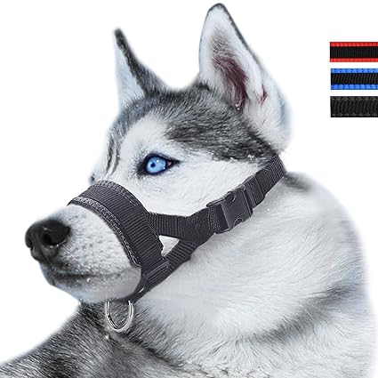 RockPet Maulkorb aus Nylon um Hunde vom Beisen, Bellen und Kauen abzuhalten, anpassbare Schlinge
