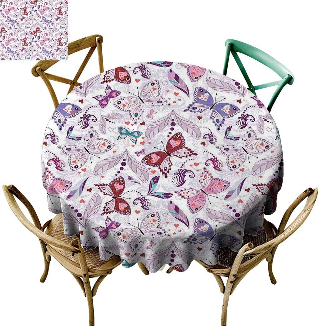 Modubele Butterfly Tablecloth Round Tablecloth，Colorful
