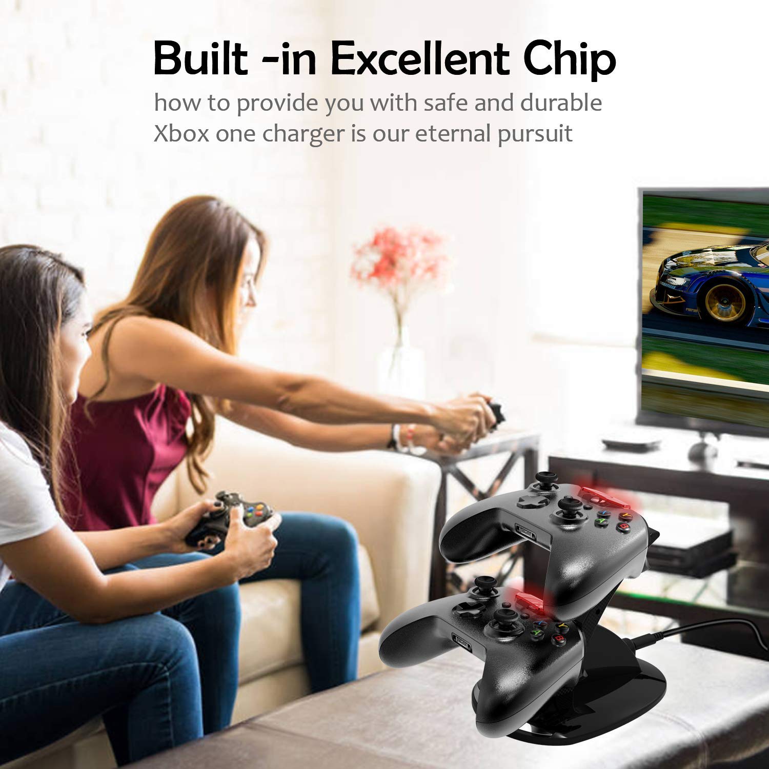 Xbox One Controller Charger, Xbox One /One S / One Elite Controller Charging Station with 2 Pack Xbox Rechargeable Battery for Xbox Wireless Controller Kit