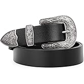 WERFORU Western Belt For Women,Cowgirl Cowboy Belt For Jeans Pants With Silver Vintage Western Buckle