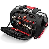Pnochoo Waterproof Tool Bags for Men or Women, 16-inch Wide Mouth Tool Tote Bag with 25 Pockets for Tool Organizer & Storage,