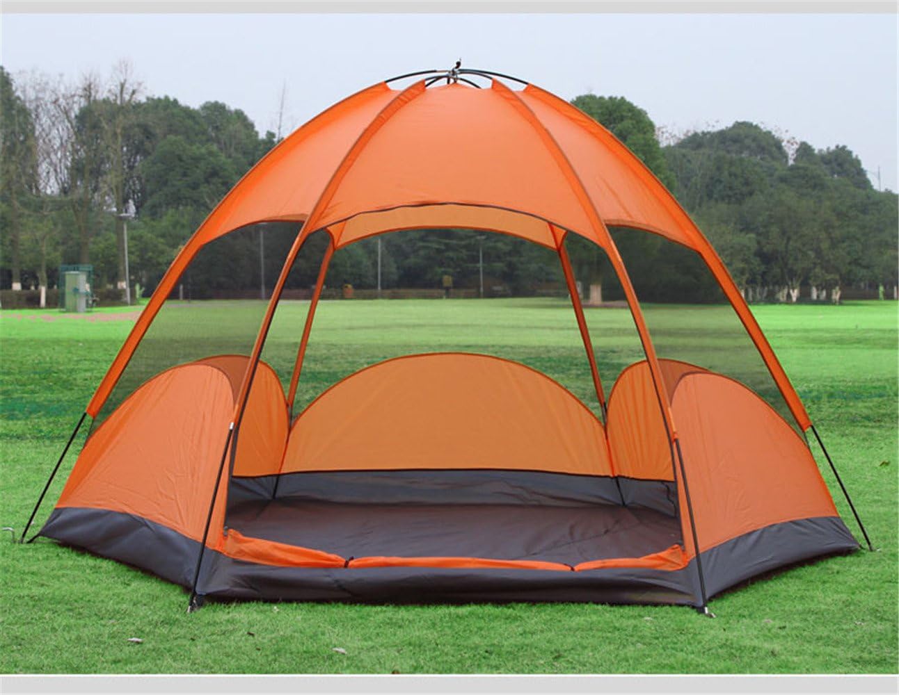 RFVBNM Camping tent 5-8 People double-decker six-corner tent waterproof and anti-ultraviolet ultra-large leisure camping tent