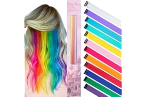 WENNALIFE 12 PCS Rainbow Hair Extensions Clip in, Colored Clip in Hair Extensions for Kids Highlights Rainbow Hair Clips for Girls Synthetic Straight Pop-up Style Colorful Girls Hair Accessories