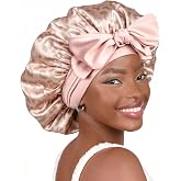 YANIBEST Adjustable Silk Bonnet for Sleeping Women Double Layer Satin Bonnet Reduce Friction Prevent Frizz Curly Hair