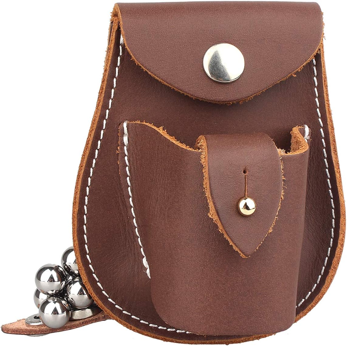 Kosibate Slingshot Ammo Pouch, Catapult Leather Hunting Holder for 3/8” 1/2” 1/4” 6mm 8mm Steel Balls