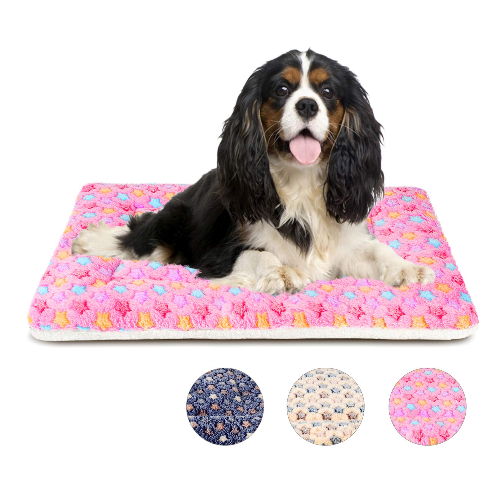 MORA PETS Dog Bed Mat Small Washable Dog Crate Mattress for 30 inch Cage Soft Flat Pet Cushion Bedding Puppy Pillow Blanket for Cats Puppy Dogs Reversible 74x54cm Pink