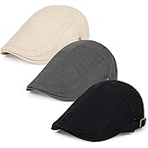 Geyanuo 3Pcs Cotton Newsboy Hat for Men Cool Adjustable Flat Cap