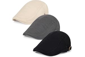Geyanuo 3Pcs Cotton Newsboy Hat for Men Cool Adjustable Flat Cap