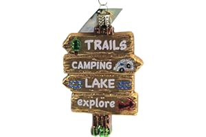 Old World Christmas Gone Camping Glass Blown Ornament for Christmas Tree, Handcrafted Holiday Decoration, Camping Collection