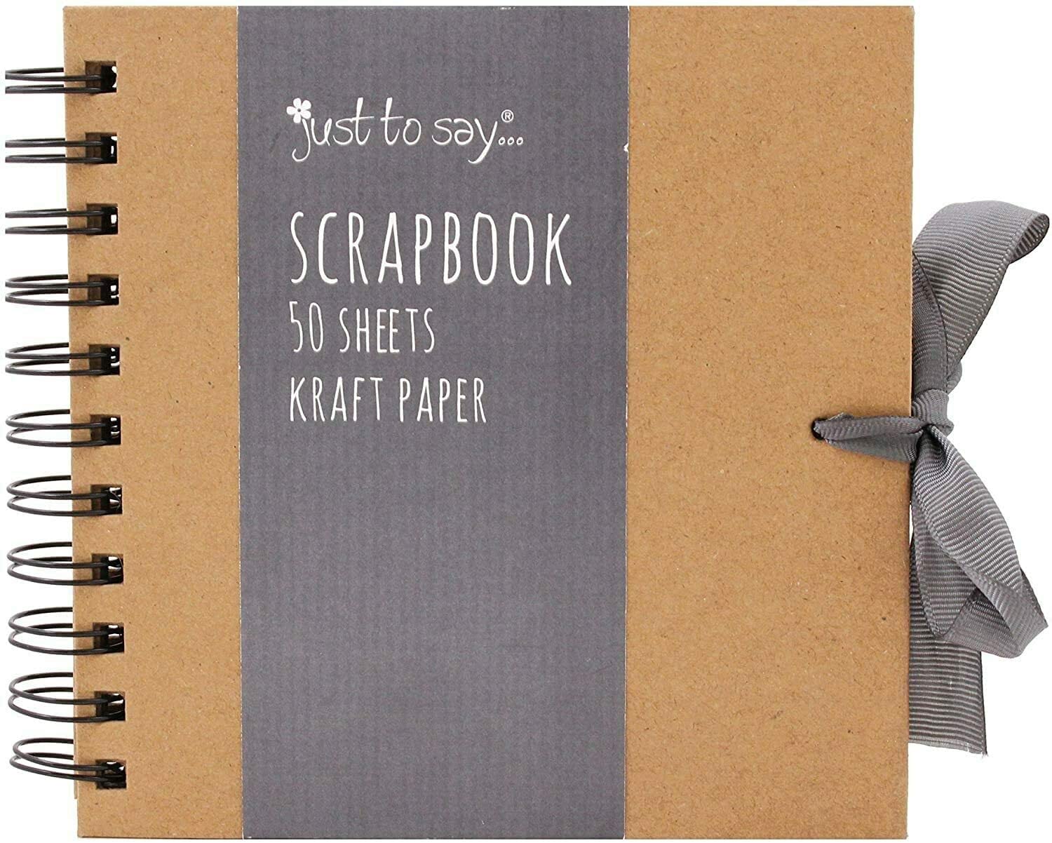 Sixstore Kraft Small/Medium/Large Square Scrapbook- Quality Kraft Paper Scrapbook with Ribbon (Brown, Medium 20cm x 20cm - 50 Sheets) — image 1
