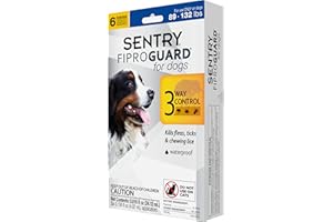 Sentry Fiproguard Plus for Dogs, Flea and Tick Prevention for Dogs (89-132 Pounds), Includes 6 Month Supply of Topical Flea Treatments