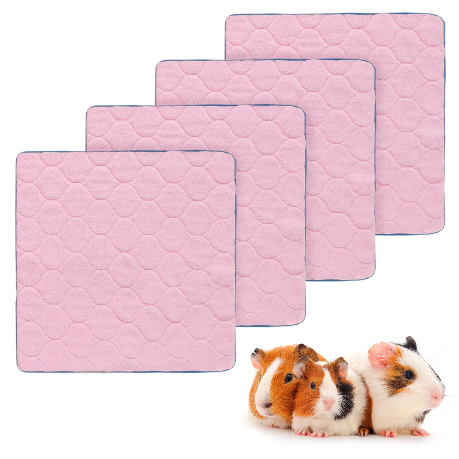 Scenereal Guinea Pig Cage Liner, Fleece Liner 4 Pack - Strong Water Absorption Guinea Pig Bed Reusable Washable Pee Pads, Soft and Comfortable Mat for Small Animals Chinchillas Rabbits Hamster Bunny