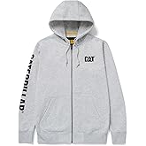Caterpillar mens Full Zip Hoodies With Front Pouch Pockets, Iconic Workwear Logo, and S3 Cord Management