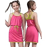 Mirawise Girls Casual Summer Sundress with Shorts Set 2 Piece Sleeveless Spaghetti Stra Dress with Pockets Playwear Outfit