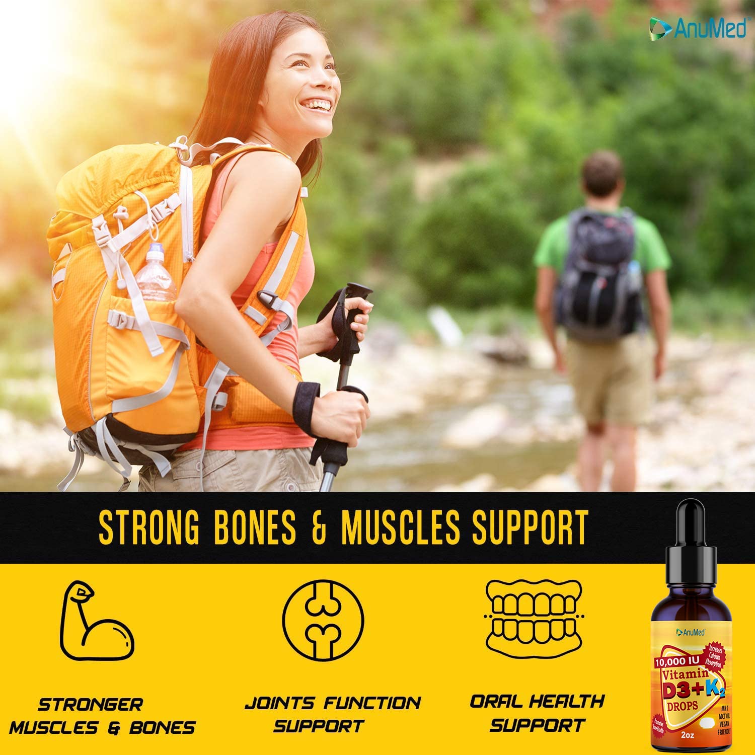 ANUMED Vitamin D3 + K2 10,000 IU Liquid Drops + Organic MCT Oil
