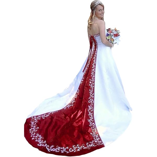 fitted lace wedding dress FairOnly M368 Women's Colorblock Bridal Wedding Dress (XXL, White Purple)  at Amazon Women's Clothing store