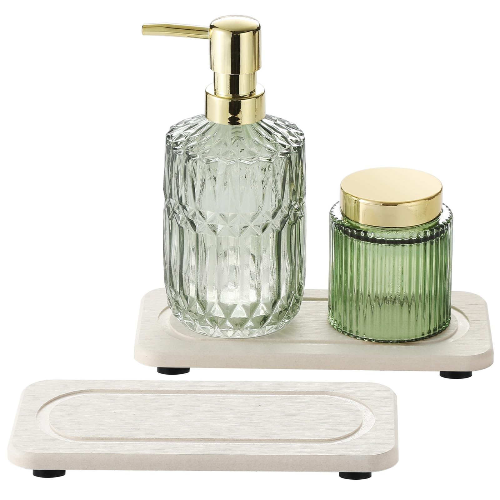 Photo 1 of 2Pack Diatomite Stone Sink Tray, Water Absorbing Faucet Mat for Kitchen & Bathroom Counter, Quick Dry Decorative Soap Dish Makeup Vanity Caddy,Dispenser Sponge Holder Organizer, Beige-8"x 3.8"