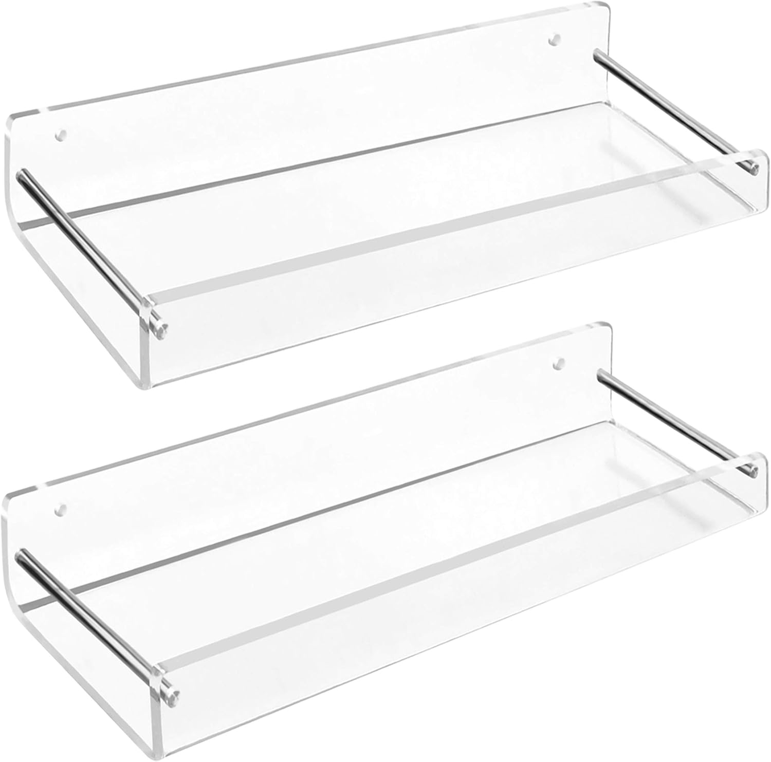 AMT 2 Pack Acrylic Floating Shelves, 15" L x 4.75" W, Clear