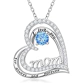 MEIDERBO Mothers Day Birthday Gifts for Women 925 Sterling Silver Mom Birthstone Necklace Pendant Jewelry Gifts for Mother Nana Grandma Wife