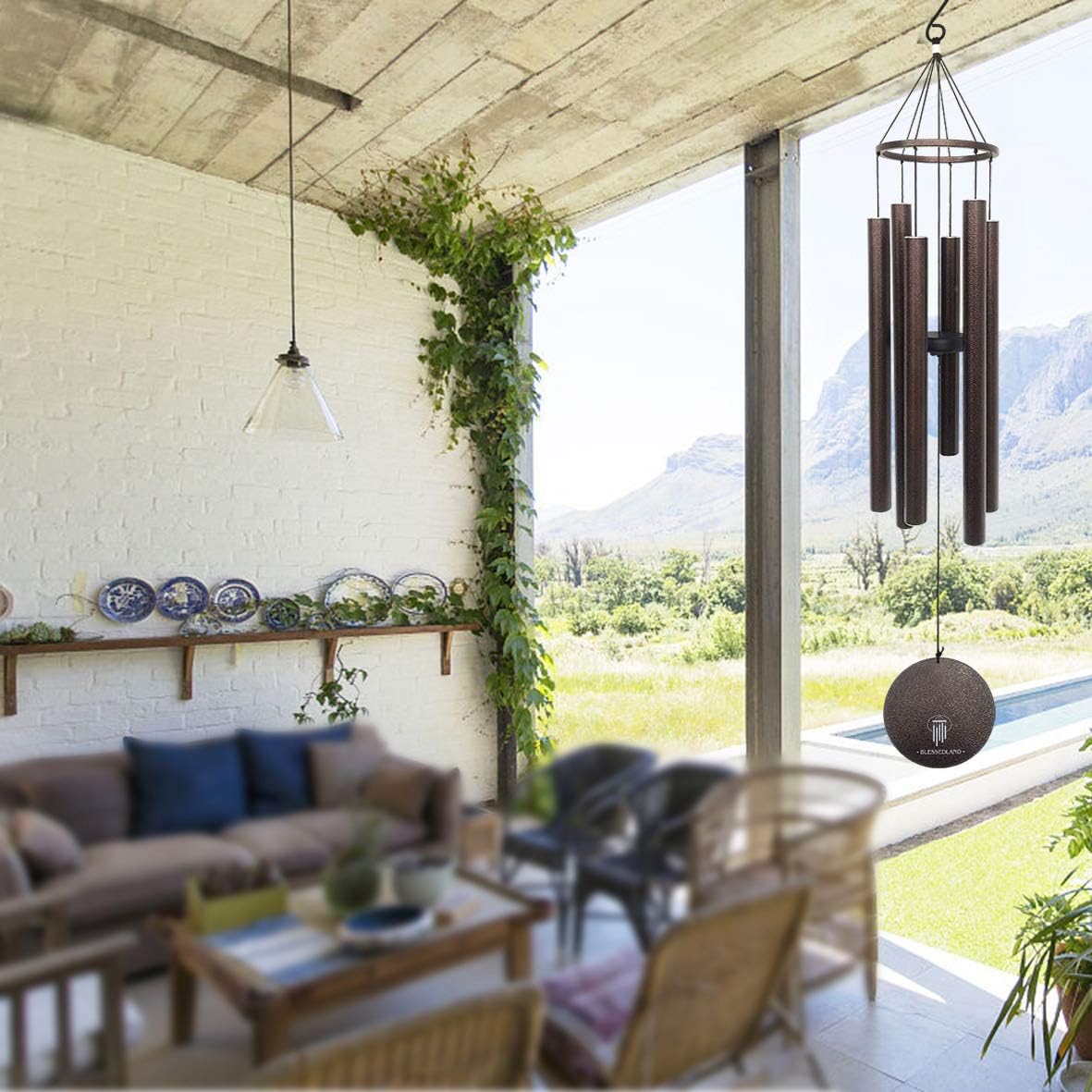 BLESSEDLAND Wind Chimes- Large Deep Tone, 41" Wind Chime, 6 Aluminum Tubes, Outdoor Decor for Garden, Yard, Patio and Home (Copper Vein) : Garden & Outdoor