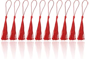 BOROLA 25 Pcs Handmade DIY Tassels 13cm/5 Inch Silky Soft Craft Mini Tassels for DIY Projects, Jewelry Making, Decoration, Bookmarks (Red)